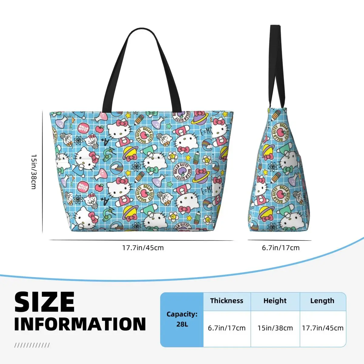 Bolso de playa de Hello Kitty con personaje de dibujos animados para mujer, bolso de mano impermeable, bolso KuromiPool con cremallera para gimnasio, comestibles, viajes