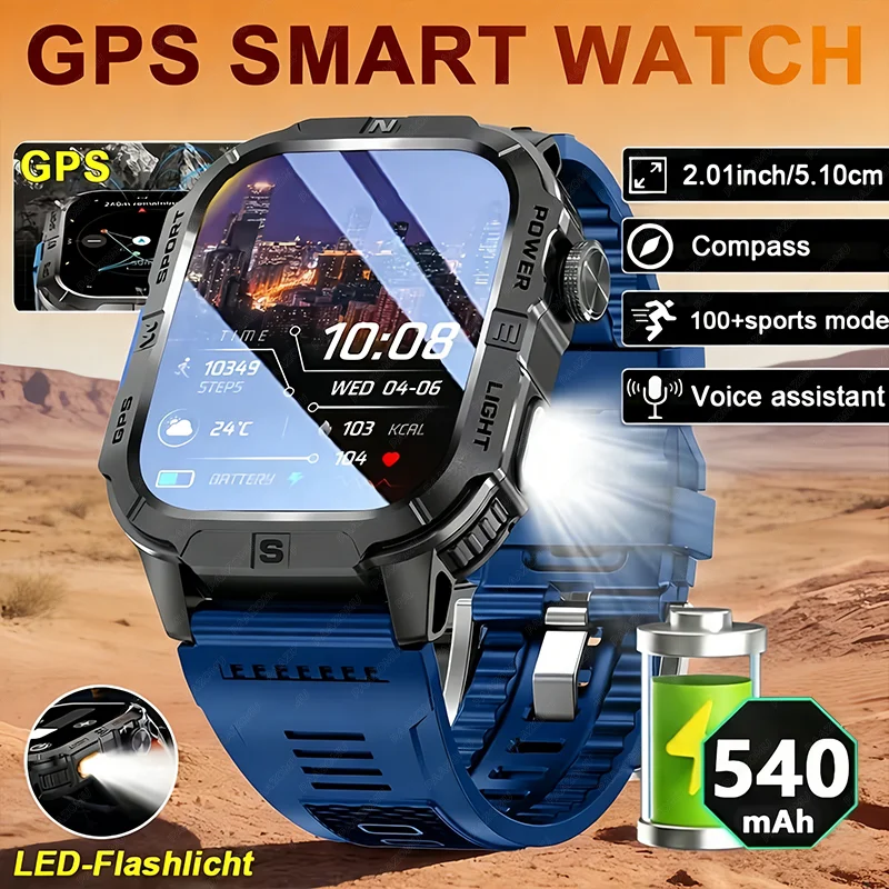 

2026 new men's smart sports GPS watch, longbatterylife,wireless calling, sports monitoring, sleepmonitoringheartratemonitoring