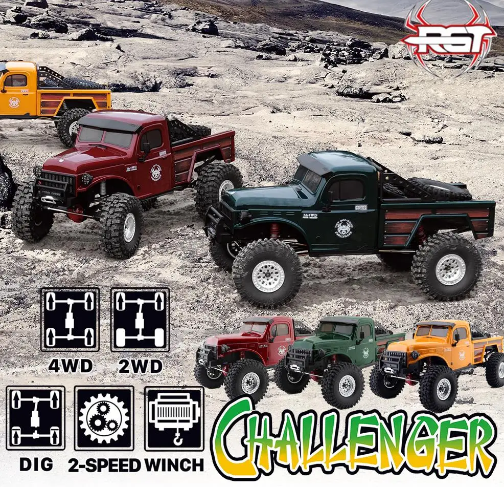 

RGT 1/10 EX86170 Challenger 4WD RTR RC Crawler Car 2.4G Electric Remote Control Rock Buggy Off-road Vehicle Cars Without Battery