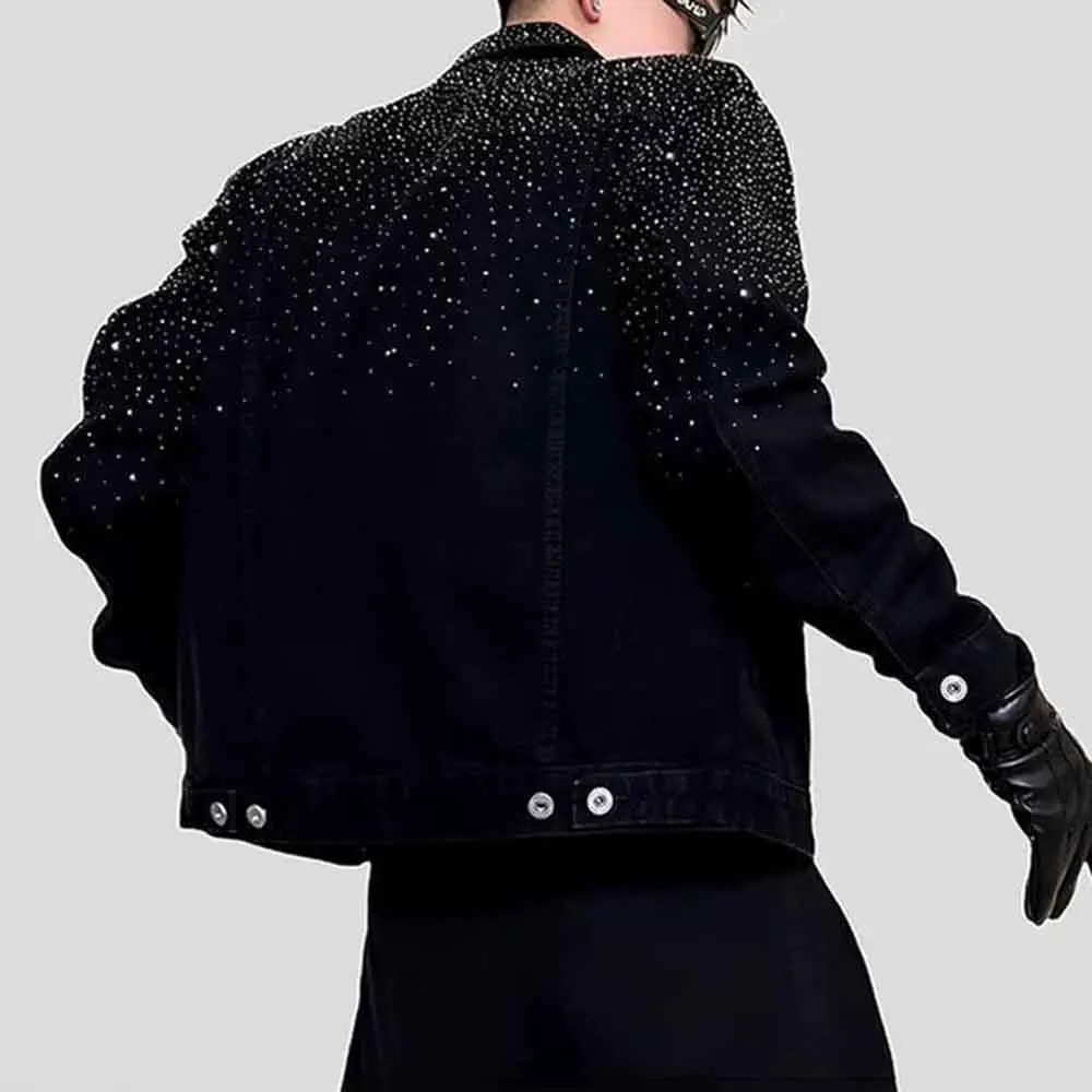 

Осенняя мужская однотонная джинсовая куртка с длинными рукавами Hot Diamond в американском стиле ретро, модные трендовые свободные повседневные мужские топы High Street