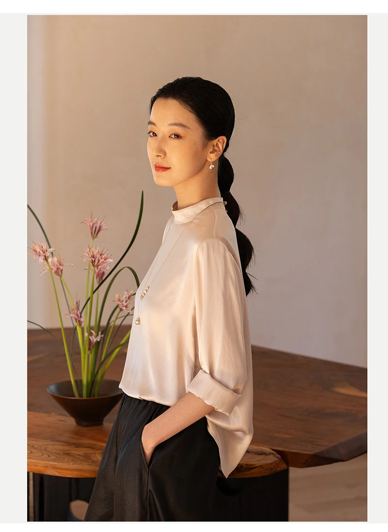 High-end Silk Women's Shirt Elegant Simple Formal Casual Shirt Soft, Comfortable, Cool and Lightweight Spring and Summer