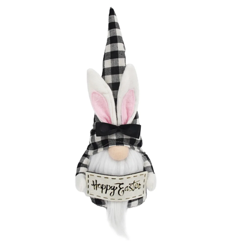 

Rabbit Ear Gnome Door Stop Cloth Craft Adornment Easter Decor Faceless Dwarf Miniature Home Office Restaurant Table Top