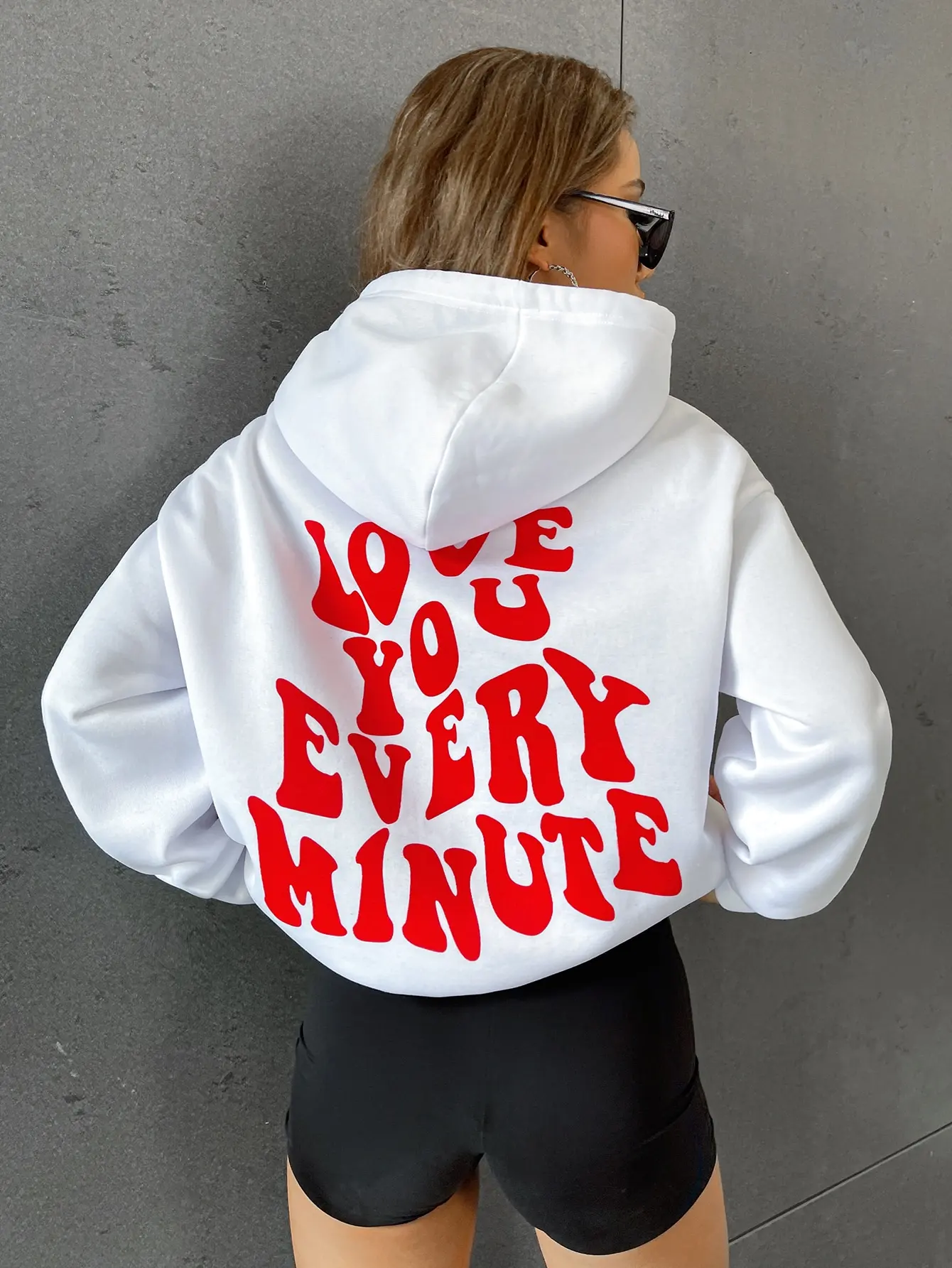 Love You Every Minute Letter Printed Womens Hoodie Plus Size Sweatshirt Hip Hop Female Winter Warm Pullover Loose Sudaderas