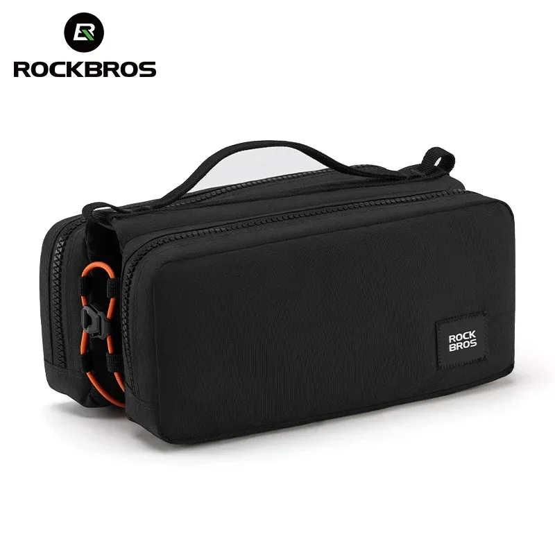 ROCKBROS 2L Capacity Bicycle Top Tube Bag Scratch-Resistant Road Mountain Bike Frame Bag Cycling Tools Bag Stable Elastic Band