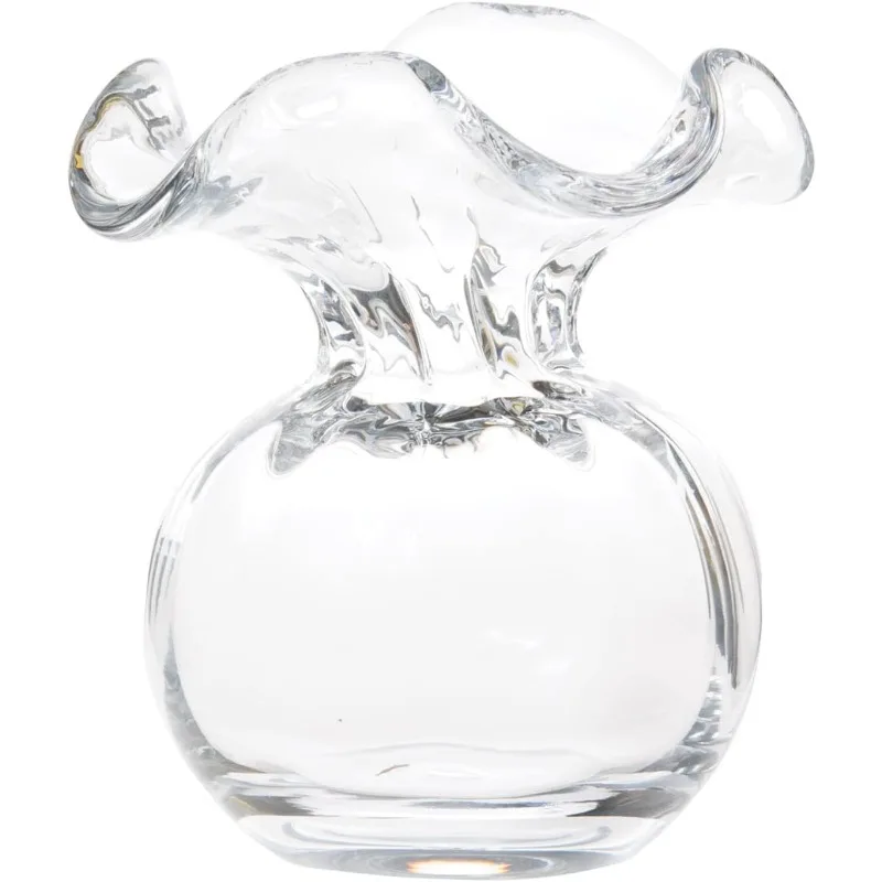 

=Hibiscus Glass Clear Bud Vase, 5.5" H Italian Mouth Blown Dining & Entry Way Table Home Decor