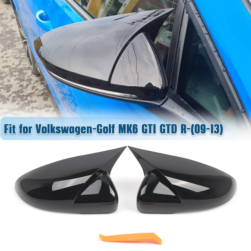 

Car Side Mirror Cover For VW Golf MK6 GTI GTD R 2009-2013 Glossy Black Rearview Mirror Cover Side Mirror Caps Car Accessories