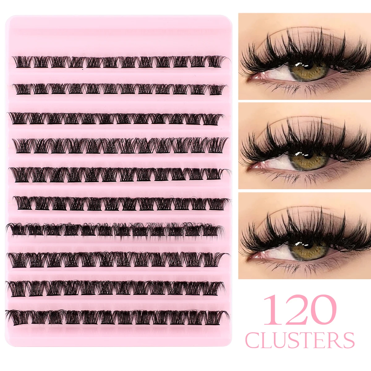 

120 Cluster False Eyelashes D Curl Mixed Length 8-16mm Individual Fluffy Segmented Extensions DIY Lash Kit Different Makeup Look