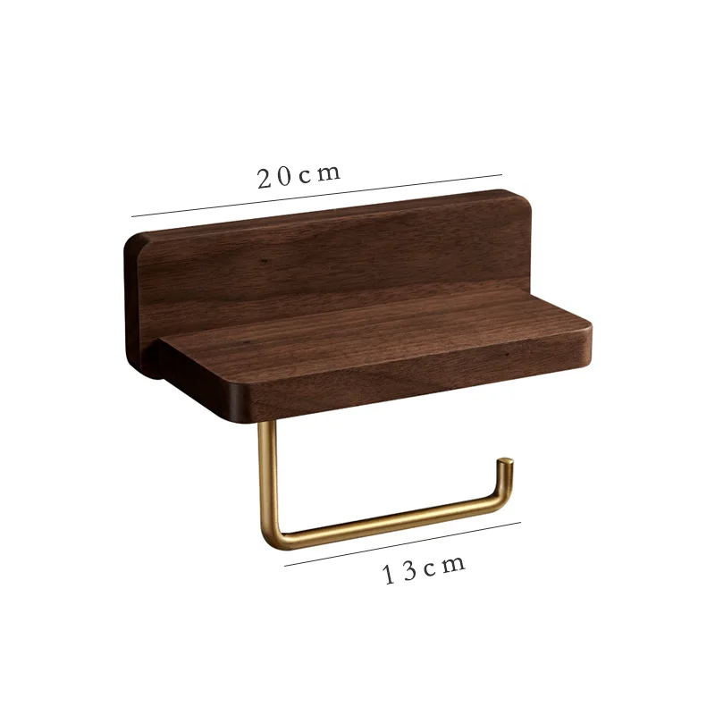 Toilet Roll Holder Brass Wood Napkin Holder Tissue Box Toilet Paper Holders Home Wall-mounted Storage Rack Paper Towel Holder