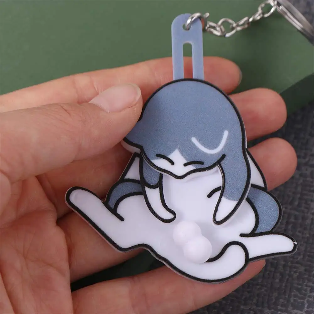 Cartoon Pull Play Pull Play Egg Cat Keychain Exquisite Rotatable Trick Cat Bag Pendant Acrylic Bag Charm Jewelry Keychain Couple