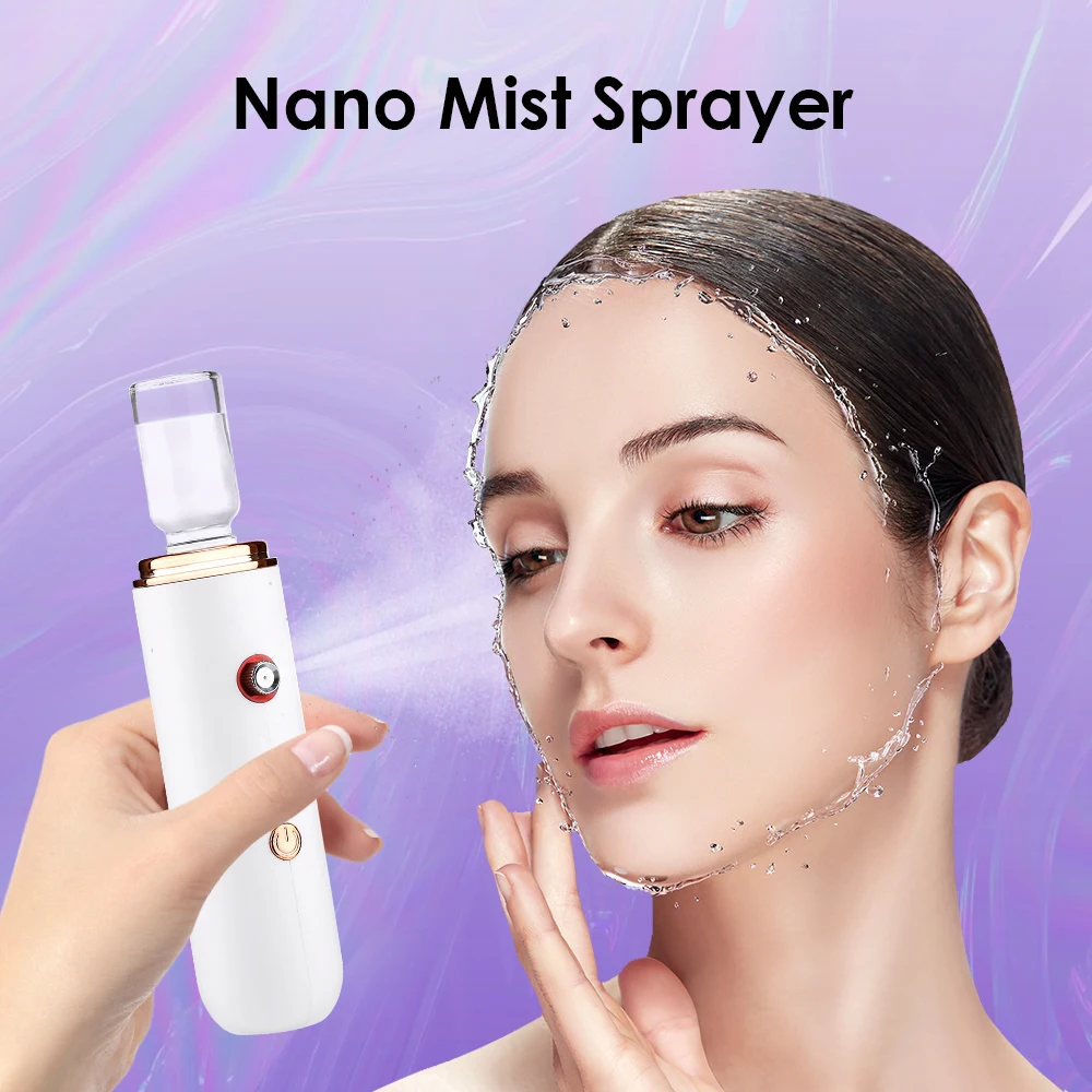 

Face Steamer Nano Mist Sprayer Red Blue Light Facial Steamer Moisturizer Nebulizer Mini Face Humidifier Hydrating Instrument