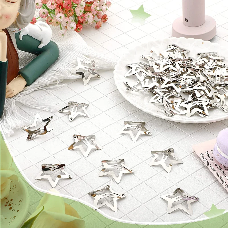 2/20pcs Cool Girls Star Hair Clips Women Cute Metal Silver Star BB Hair Clips Barrettes Hair Grip Y2K Hair Accessories Headwear