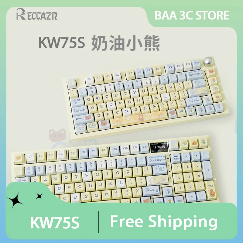 

RECCAZR KW75S Mechanical Keyboard Three Mode 2.4G Wireless Bluetooth RGB Hot-Swap Gasket 75% Customized Gaming Keyboard