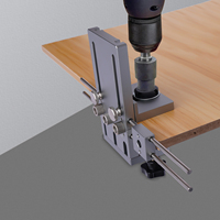 Self Centering Dowel Jig with Elongated Jaw and Extra Wide Clamp Hand Powered Aluminum Alloy Dowel Drill Guide Doweling Jig Kit