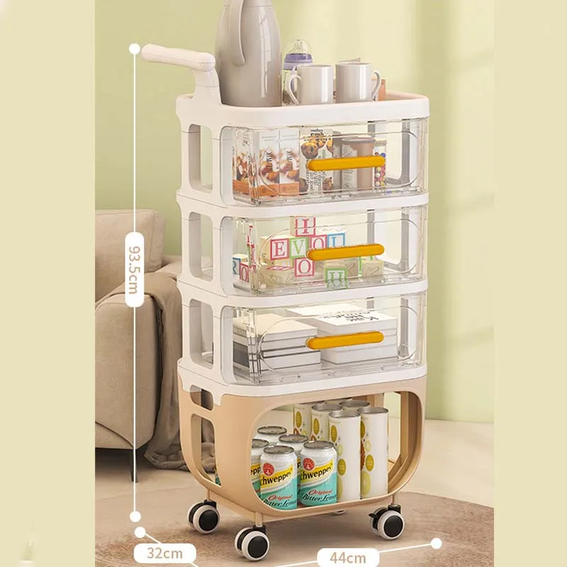 Plasticlarge capacity  shelves Multi-layer mobile for baby products Simple trolley for newborn baby item storage organizingracks