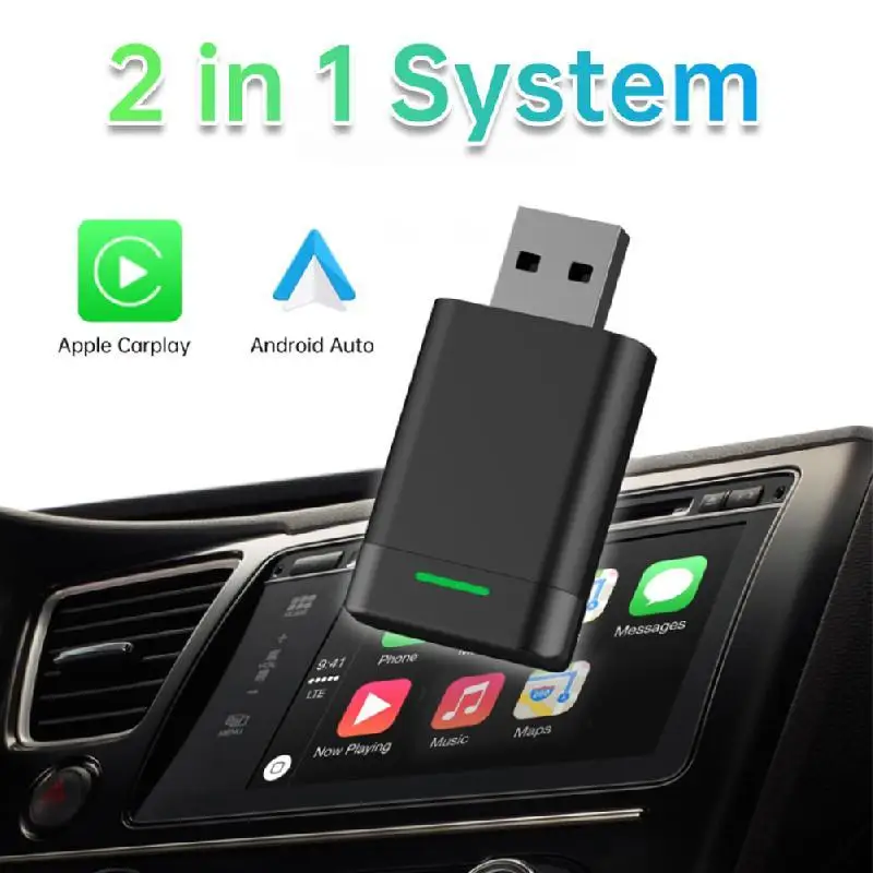 New Wireless Carplay Adapter Android Auto Wireless Smart Dongle 2in1 Volvo Benz Kia Hyundai Volkswagen Mazda Cadillac MG Peugeot