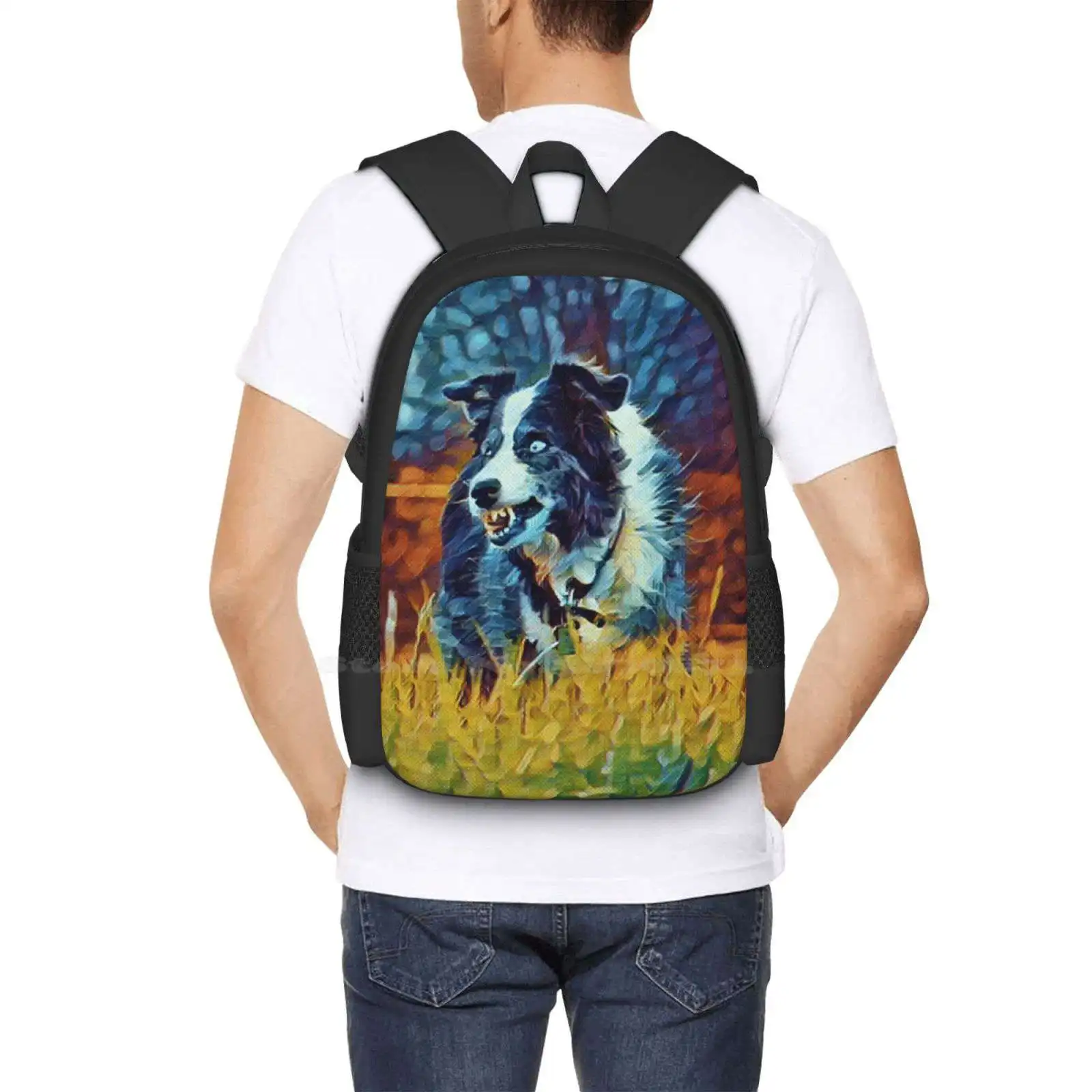 Collie In Slumber Teen College Student Backpack Pattern Design Bags Pet Animal Puppy Canine Cute Sheepdog Shepherd Border