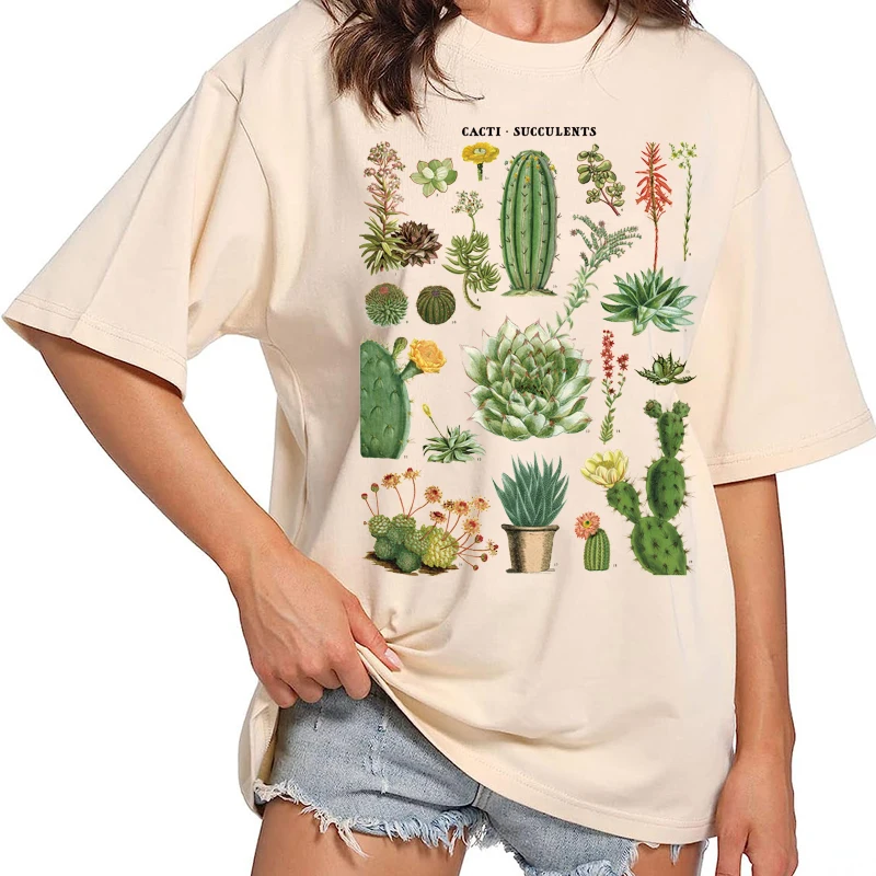 Cactus Printed T Shirt I'd Say Go to Hell Letter Funny Quetes Printing Tee Tops Summer Fashion Women Clothing