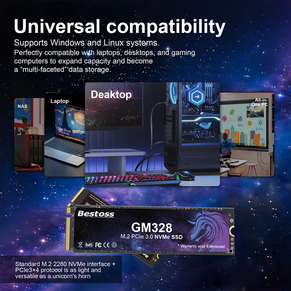 Bestoss Fast-Transfer M2 Nvme Solid State Drive 128 GB 256 GB 512 GB Festplatte SSD-Laufwerk für Desktop