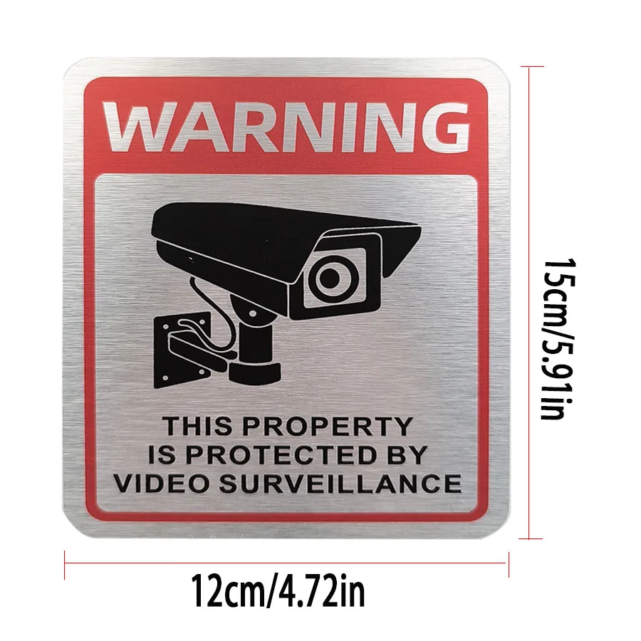 علامة موجزة لمراقبة لوحة الألومنيوم، علامة تحذير إنجليزية على مدار 24 ساعة، علامة منطقة مراقبة الفناء للإقليم الخاص