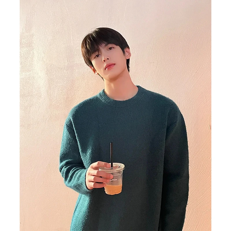 

Мужской вязаный свитер Oumulong с круглым вырезом, утепленный, зимний, базовый, повседневный, свободного кроя, с длинными рукавами