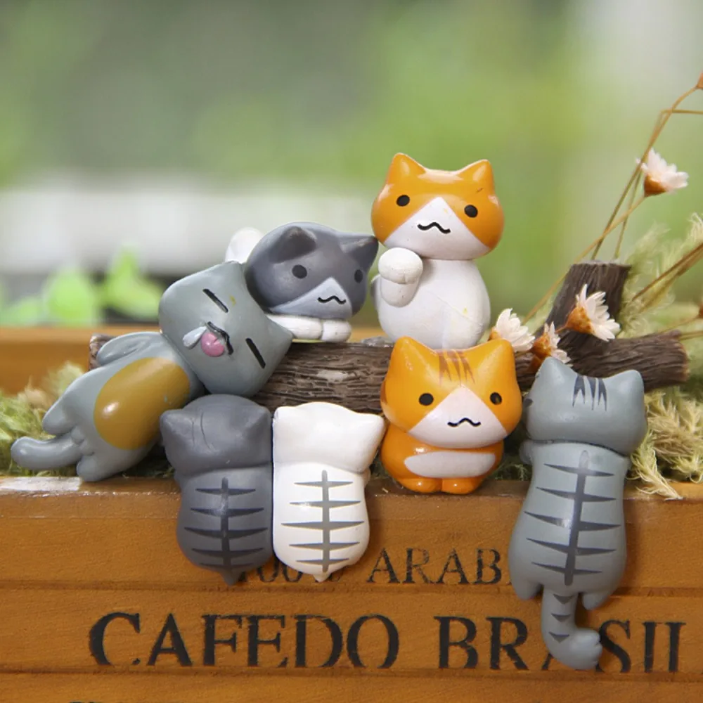 

6 Pcs Cute Japanese-style Cat DIY Landscaping Micro Bonsai Kawaii Succulent Ornaments