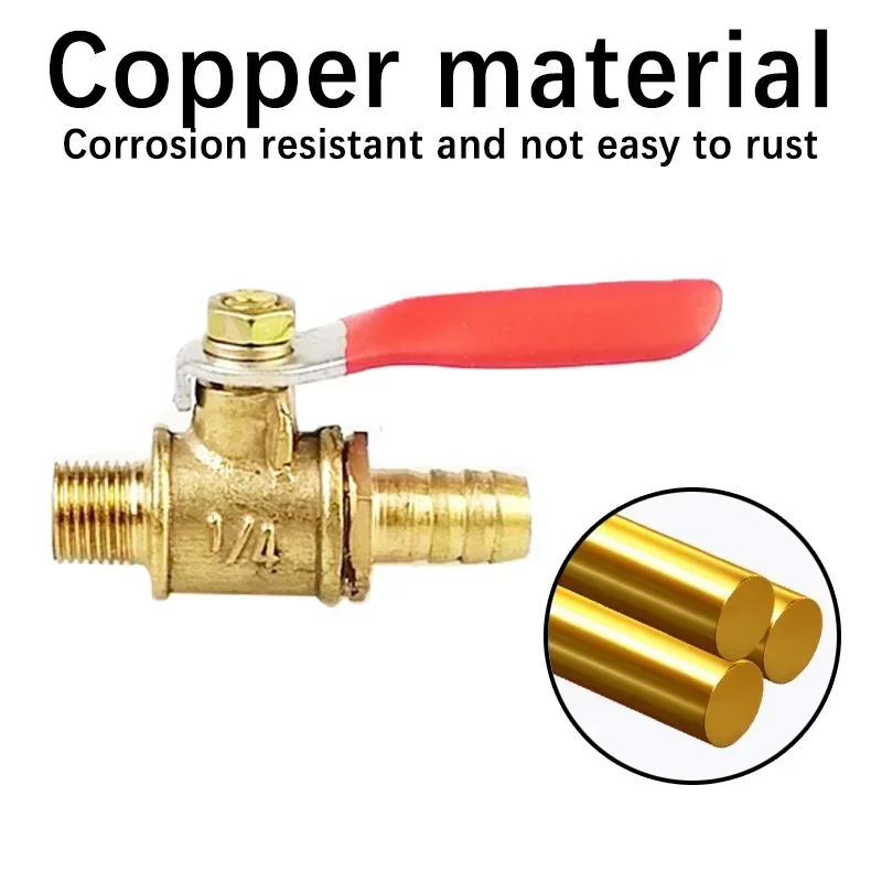 10pcs Brass Barb Ball Valve 1/8\'\' 1/2\'\' 1/4\'\' Male Thread Connector Joint Copper Pipe Fitting Coupler Adapter 6-12mm Hose Barb