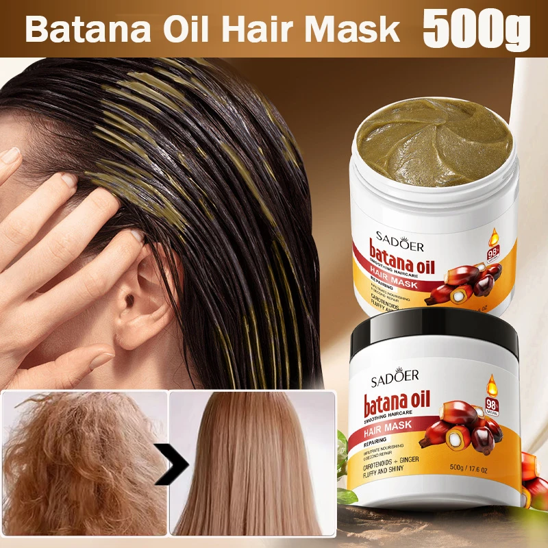 

500 г Волшебная маска для волос Batana, глубоко увлажняющий кондиционер, быстрое восстановление, поврежденные вьющиеся волосы, мягкие, гладкие, блестящие, питательные, уход за волосами