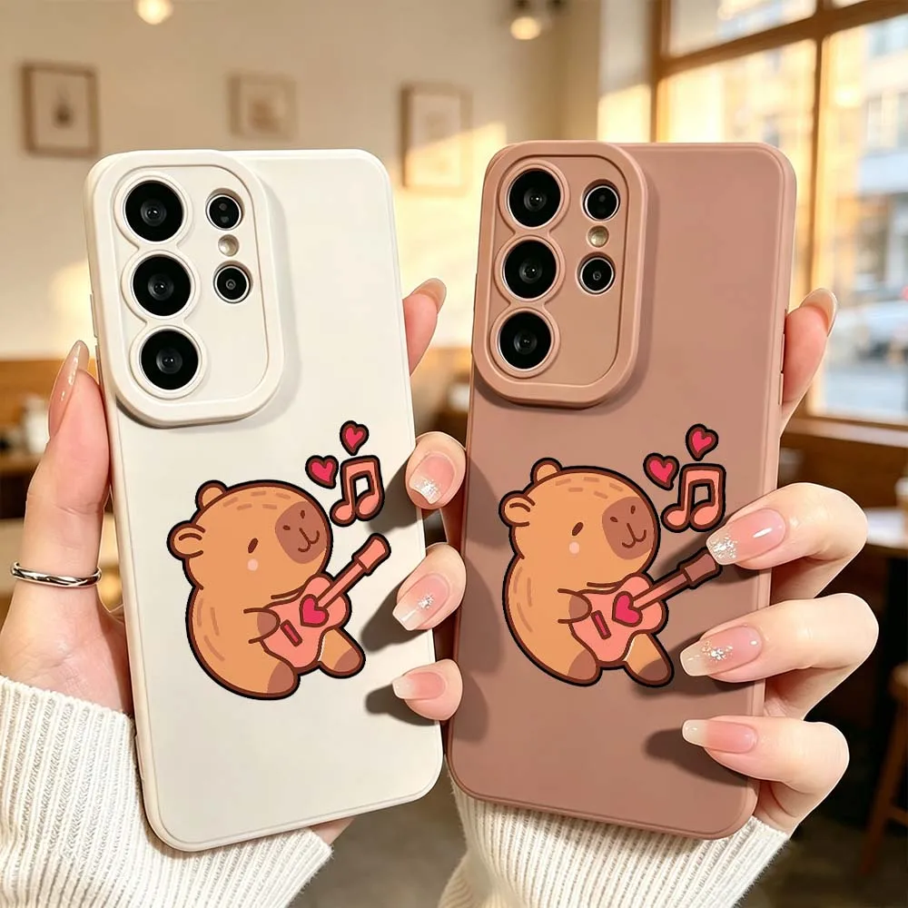 Cover For Samsung Galaxy S26 S25 S24 S23 S22 S21 A55 A54 A35 A15 Ultra FE Plus Phone Case Music Cute Capybara