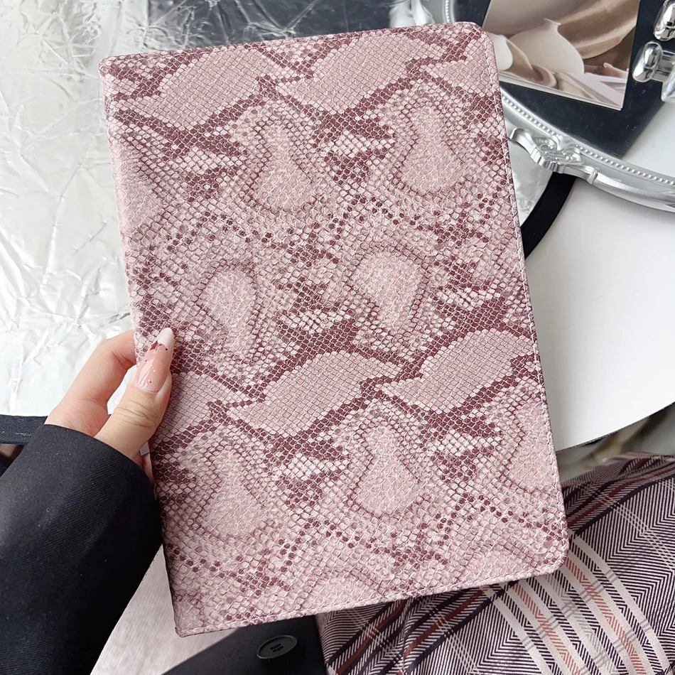 

Кожаный чехол-подставка для iPad 6, 7, 8, 9, 10, 11, 12-го поколений, Air 3, 4, 5, Pro, Mini 2025, A16, 2026, 10.2, 10.9, 11 с текстурой под змеиную кожу