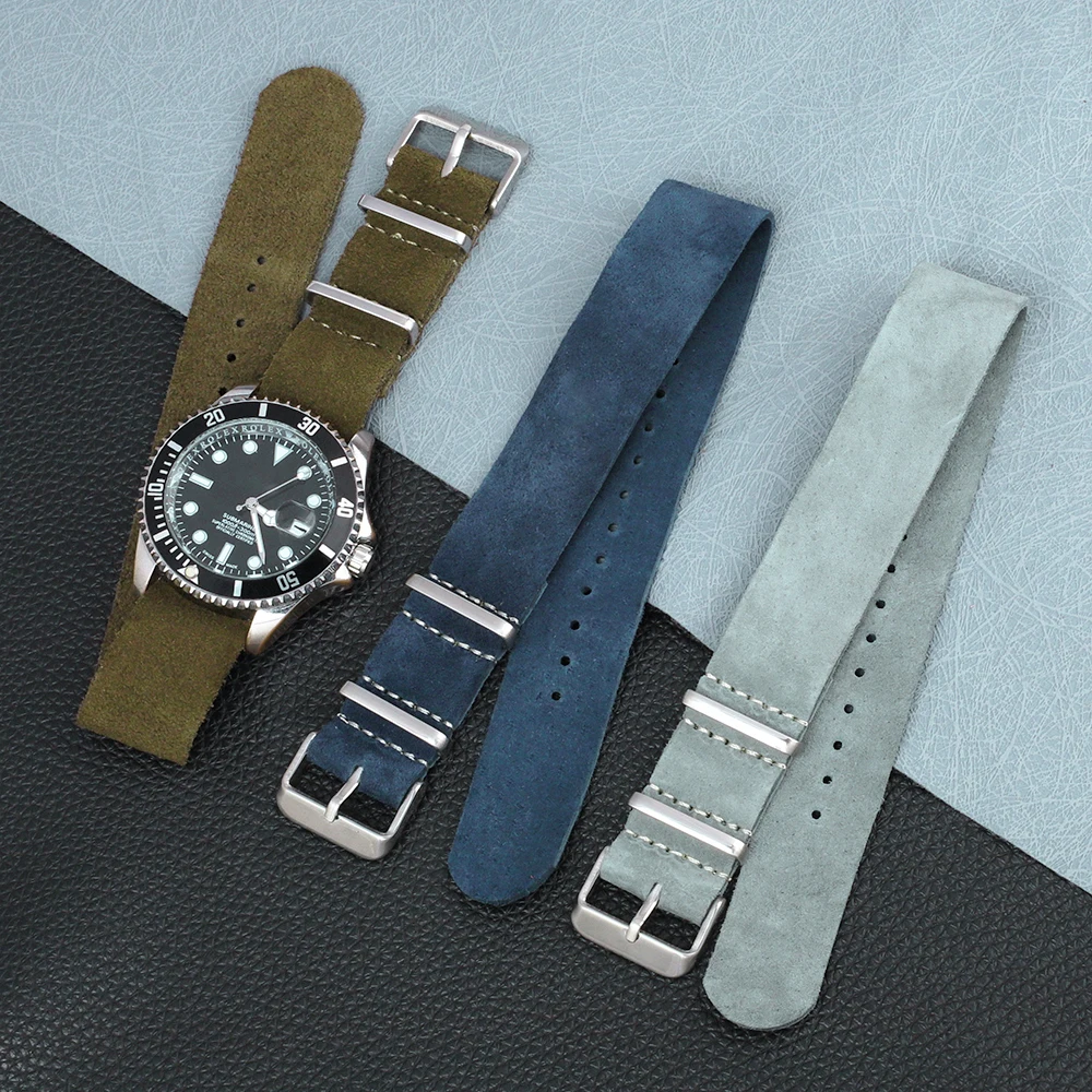 

Premium Quality Soft Suede Leather Watch Band Strap 18mm 20mm 22mm Belt Gray Blue Brown Green Wristband Watch Accessories