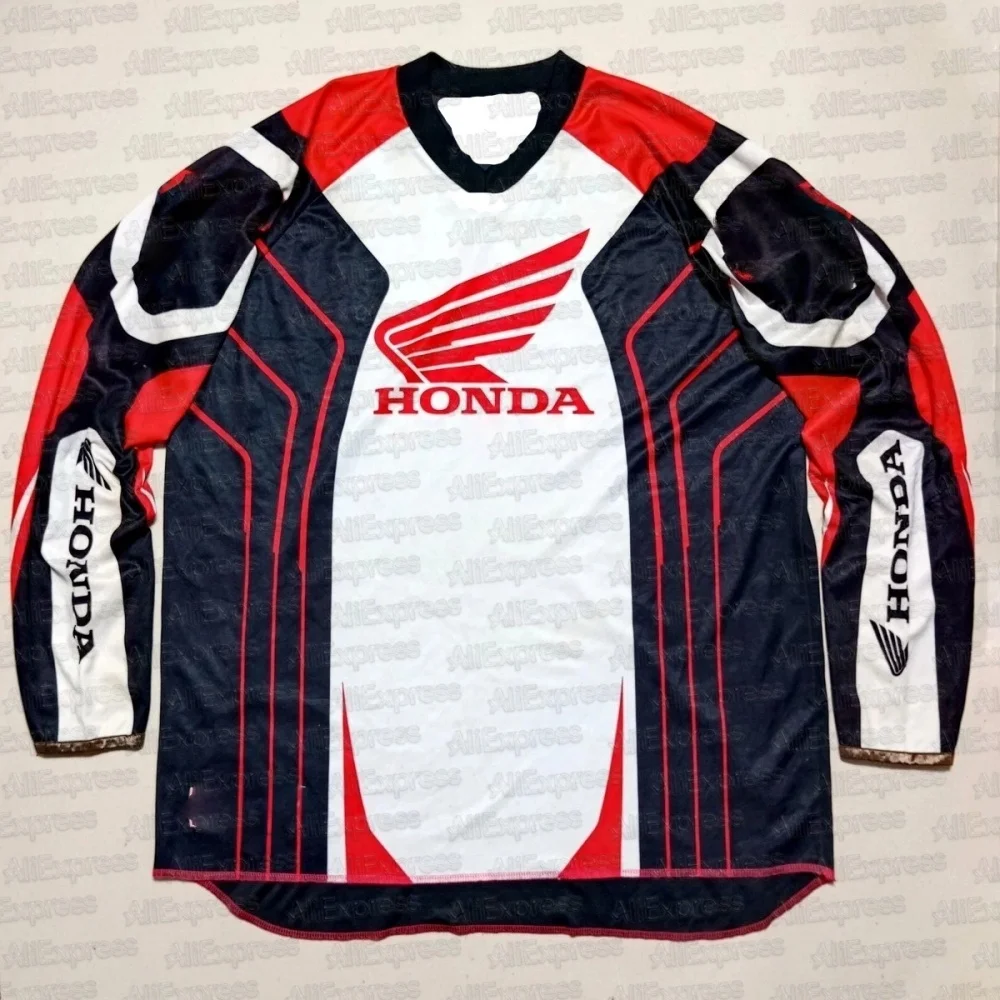 

Мотоциклетный трикотаж Honda с длинным рукавом для гонок и верховой езды. Быстросохнущее дышащее снаряжение для внедорожных мотоциклов и горных приключений.