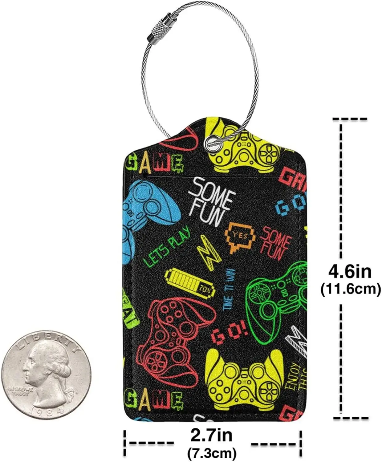 2 Pcs Gamepad Luggage Tags for Suitcase Funny Game Gamer Gifts for Players Fan, Travel Birthday Gift for Boy Girl Kids Men Women