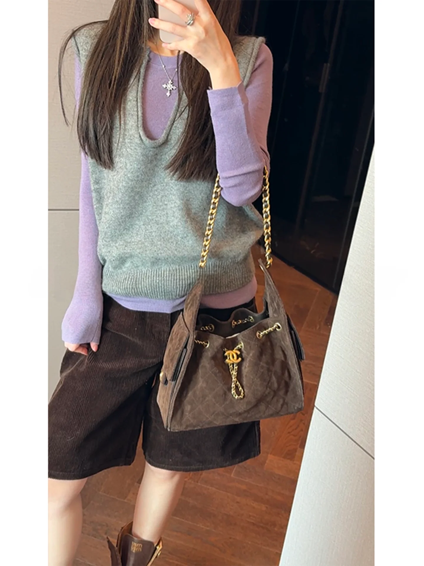 

Mimius Women's Long Sve V-Ne Knitted Sweater mat Sle Layering Slimming Versatile Autumn Spring Faion Set