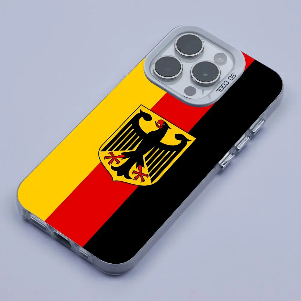 

Чехол для мобильного телефона с флагом Германии для iPhone 17, 16, 15, 14, 13, 12, 11 X XR XS 8 7 Air Pro Max Plus, белый полупрозрачный чехол