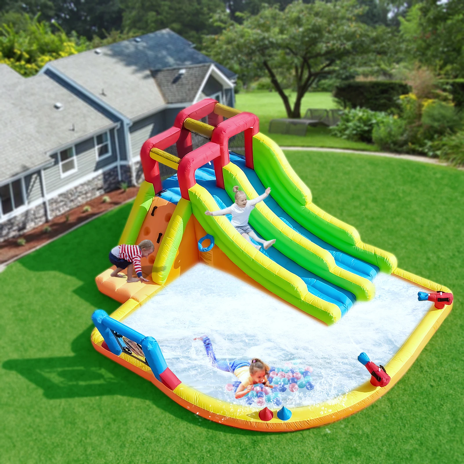 Inflatable Double-slide Water Slide Inflatable children's playground, children's pool, slide
