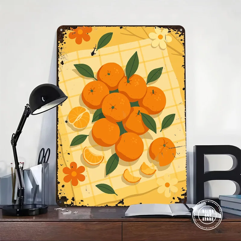 Mandarin Orange – A Stylized Tablescape Printed Poster Customized Retro Wall Art Vintage Metal Tin Signs for Bedroom Decorations