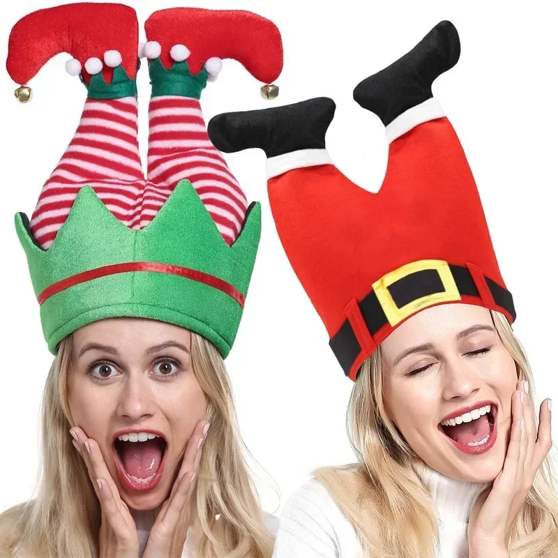 Fedoras Christmas Hats Long Striped Felt Plush Elf Hat Funny Party Hats Holiday Theme Hat Christmas Party Spoof Head Decoration