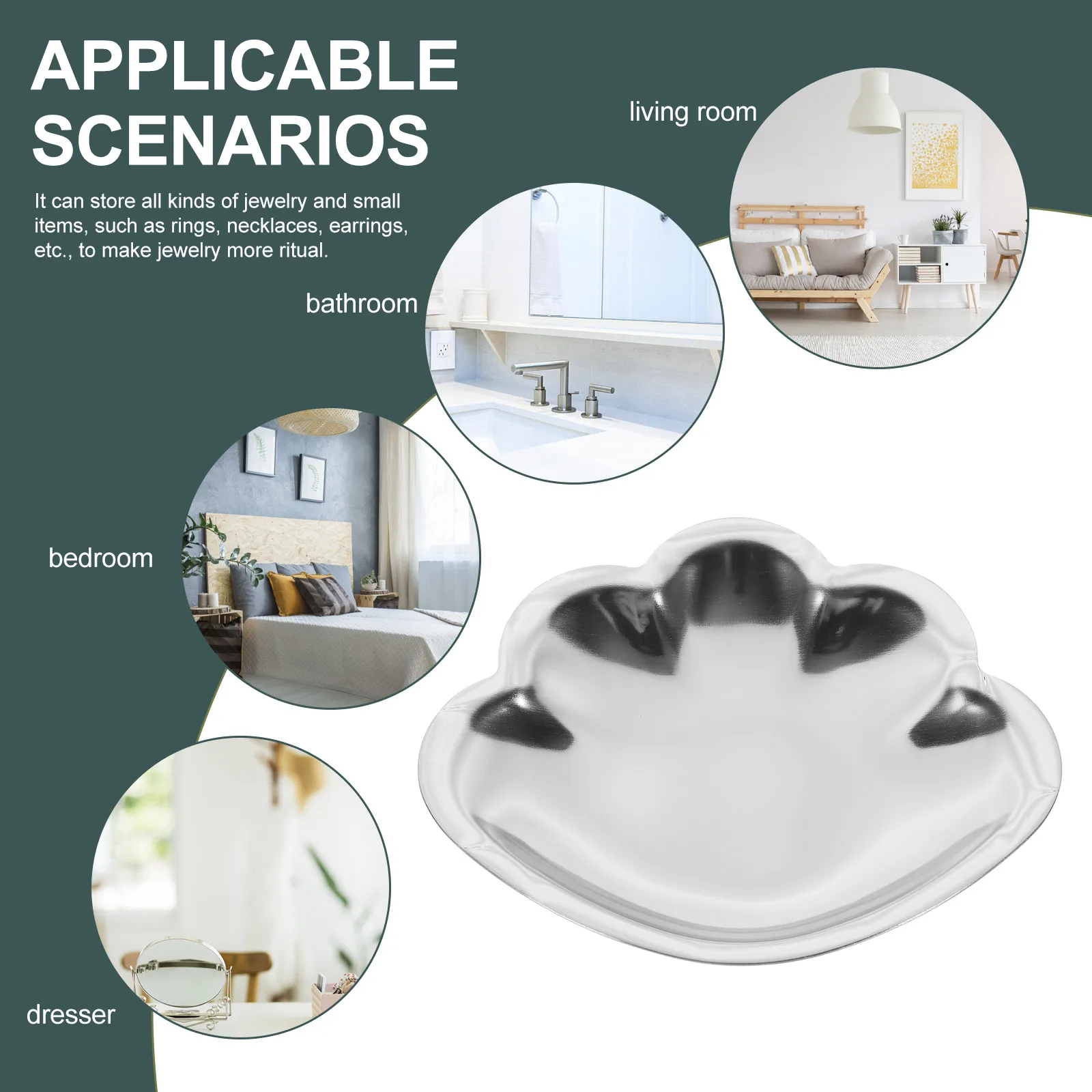 

Stainless Steel Shell Shaped Jewelry Tray Multi Functional Storage Accessories Display Dish Home Decor Silver Gold Color