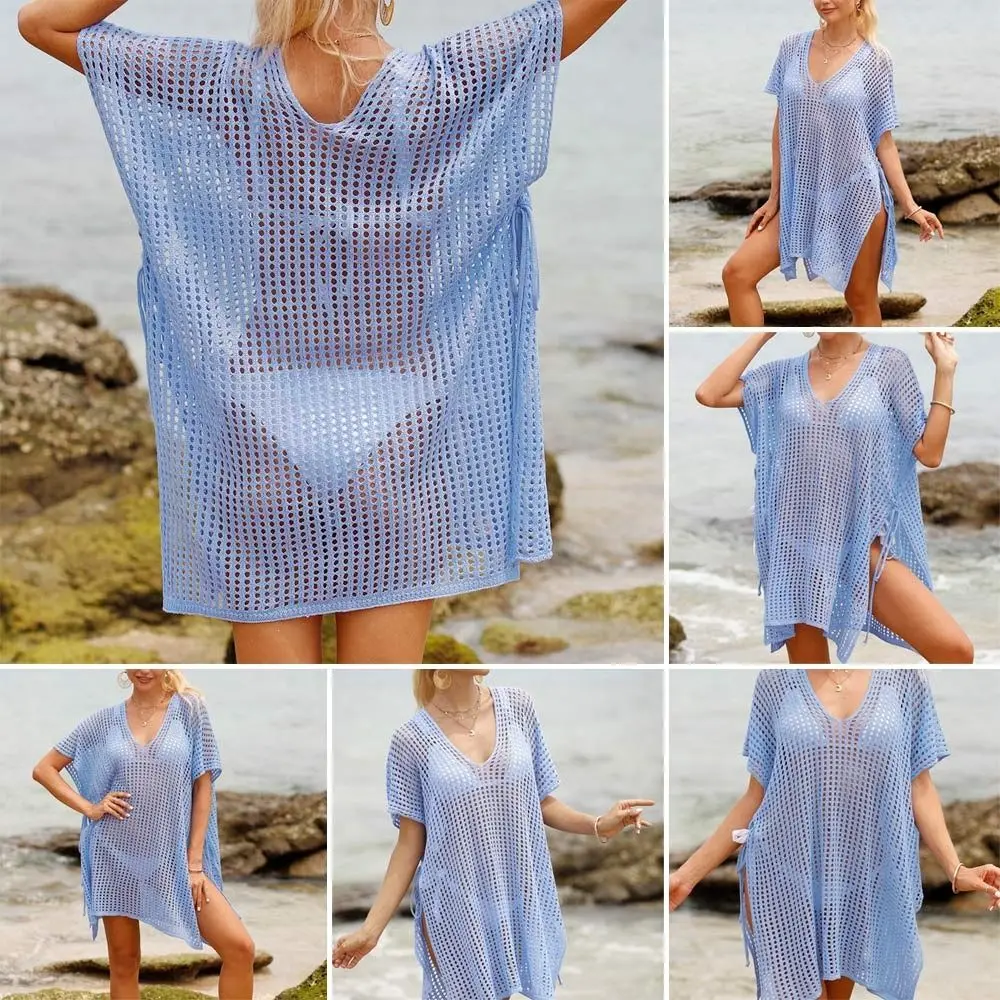 

Модный летний солнцезащитный халат с v-образным вырезом, повседневный купальник, накидка, платье, купальный костюм для отпуска, пляжная рубашка для женщин