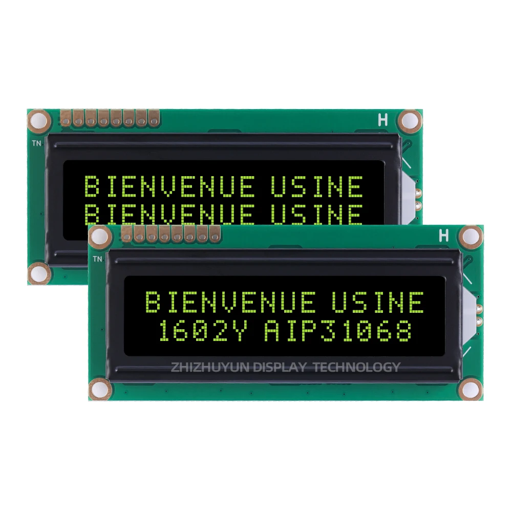 LCD1602Y 문자 LCD 디스플레이 화면, 유럽 Spi 인터페이스, BTN 블랙 필름, 블루 워드 컨트롤러, AIP31068