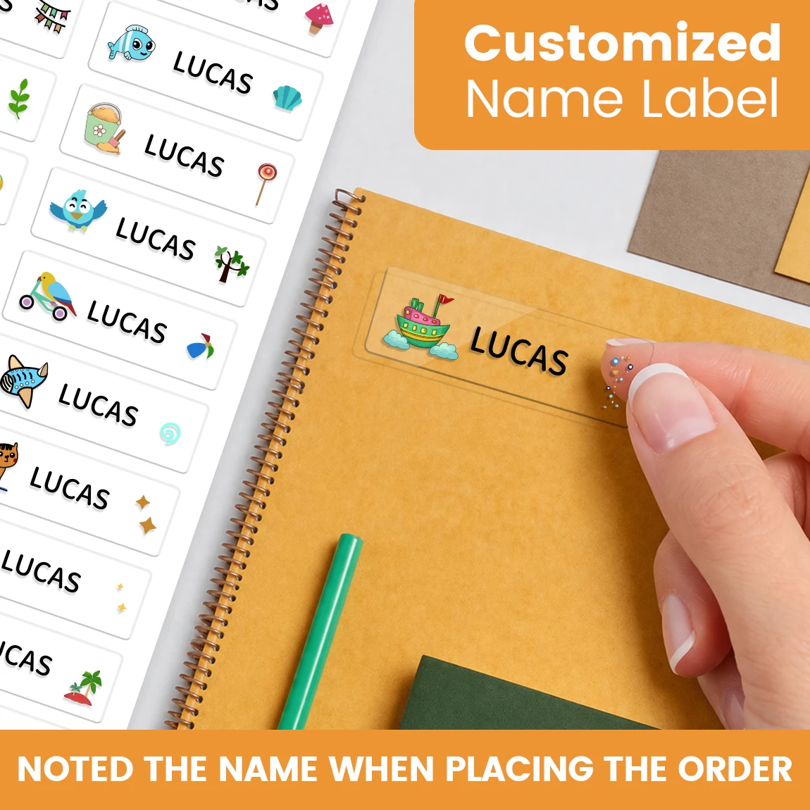

Custom Name Labels Waterproof Stickers Multi Design Labels for Bottles Lunch Box Office Supplies