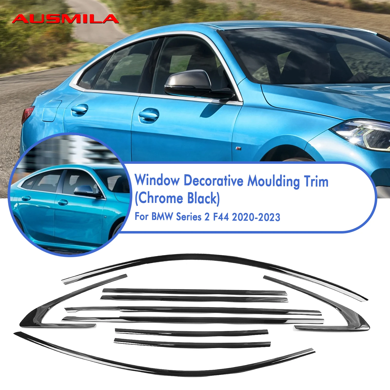 

10PCS Car Exterior Window Weatherstrip Seal Strip Trim Cover For BMW 2 Series F44 2020 2021 2022 2023