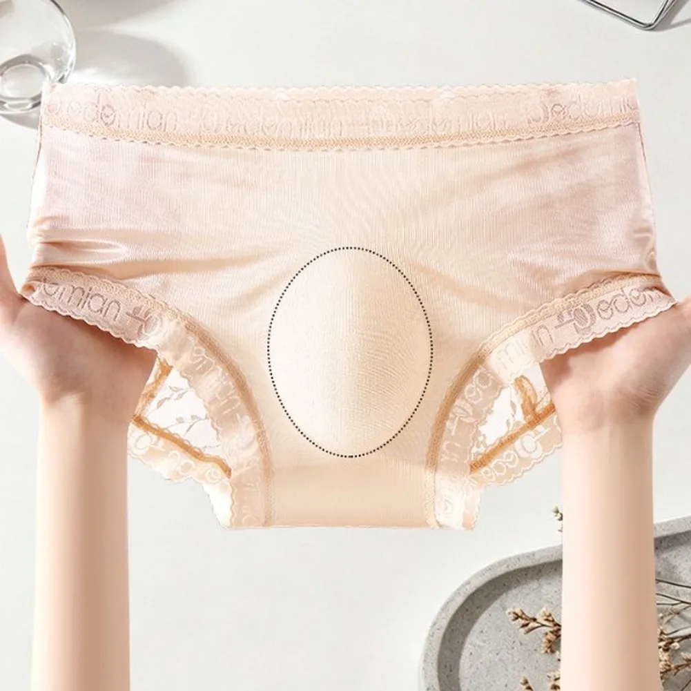 Men Lace Ice Silk Briefs 3D Bulge Pouch Seamless Quick Dry Smooth Breathable Underwear Solid Color Male Lingerie Panties