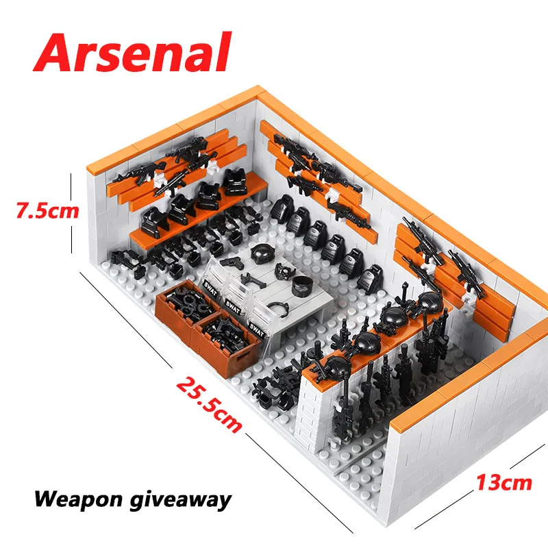 

WW2 Military SWAT Arms Display Arsenal MOC Bricks soldier campFigures Boy Building Block Toy Gift