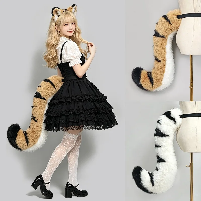 新しいぬいぐるみタイガーテール、コスプレ用、ゴシックパンク風、タイガーエアリング、ロリータ風、キュートで甘い、原宿アクセサリー、衣装小道具。
