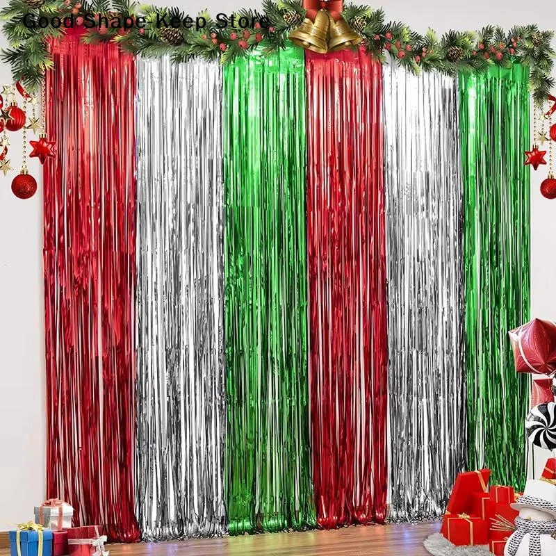 dailyMetallic Tinsel Foil Fringe Curtain Sparkling Glitter Finish Multi Color Options for Masquerade Dance Party Decoration
