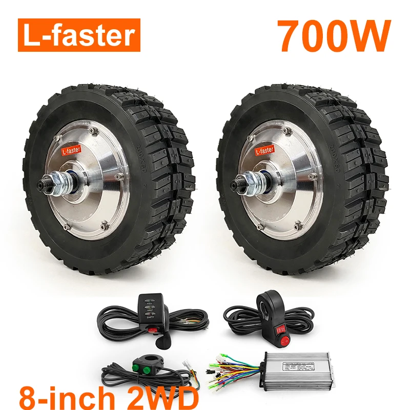 Rueda de Motor de engranaje de cubo de 8 pulgadas 350W de doble tracción más rápida para plataforma de fábrica DIY, Kit de conversión de carretilla de camión manual de transporte