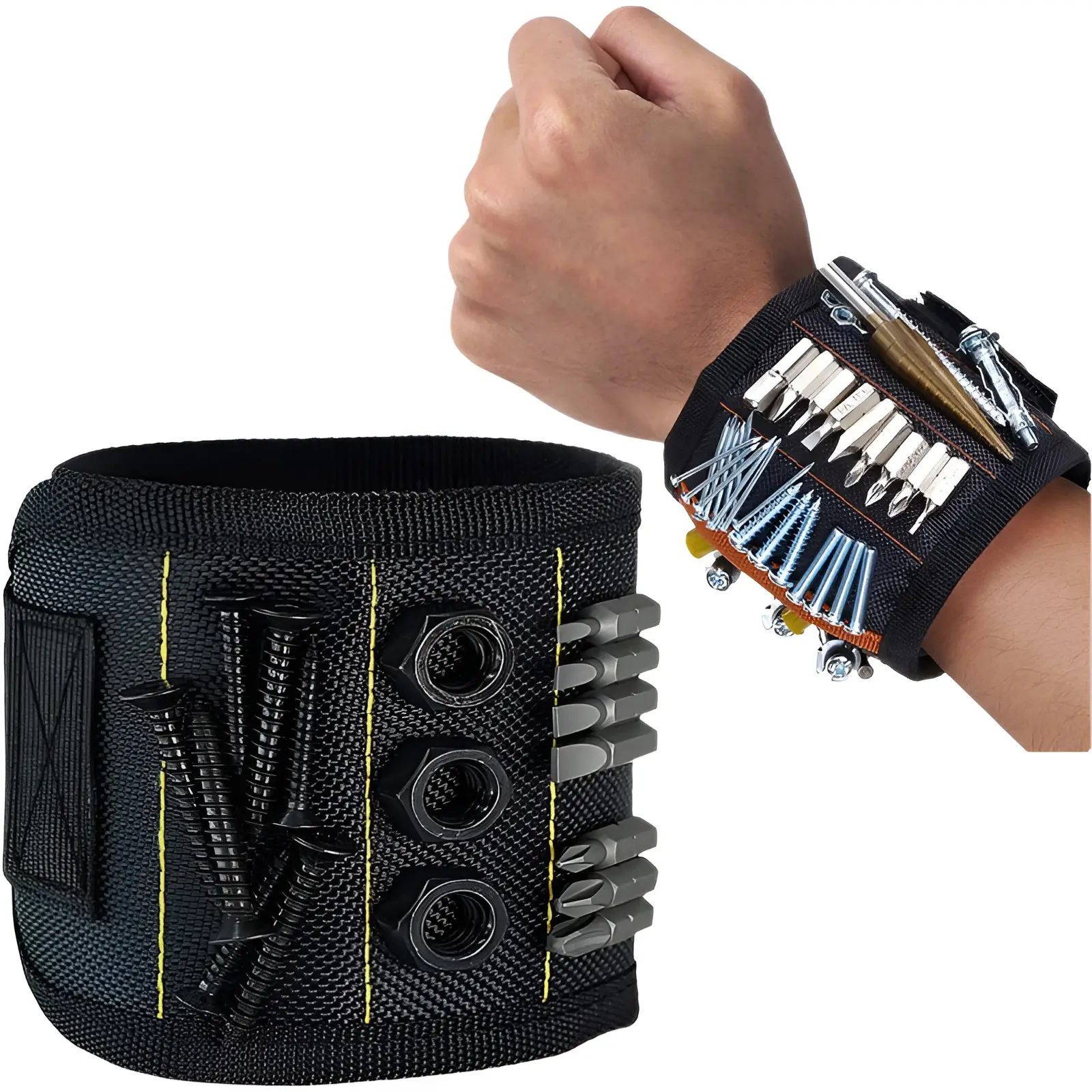 Pulseira magnética para segurar parafusos, pregos, brocas de perfuração, cintos de suporte de ferramenta de pulso com ímãs fortes, gadgets legais para homens, mulheres