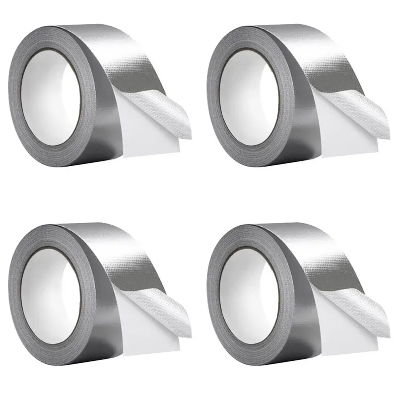 

【FLASH-SALE!】Glass Fiber Cloth Aluminum Foil Tape (5.9Mil Thick), High Temperature Insulation Adhesive Metal Duct Tape,4 Pack