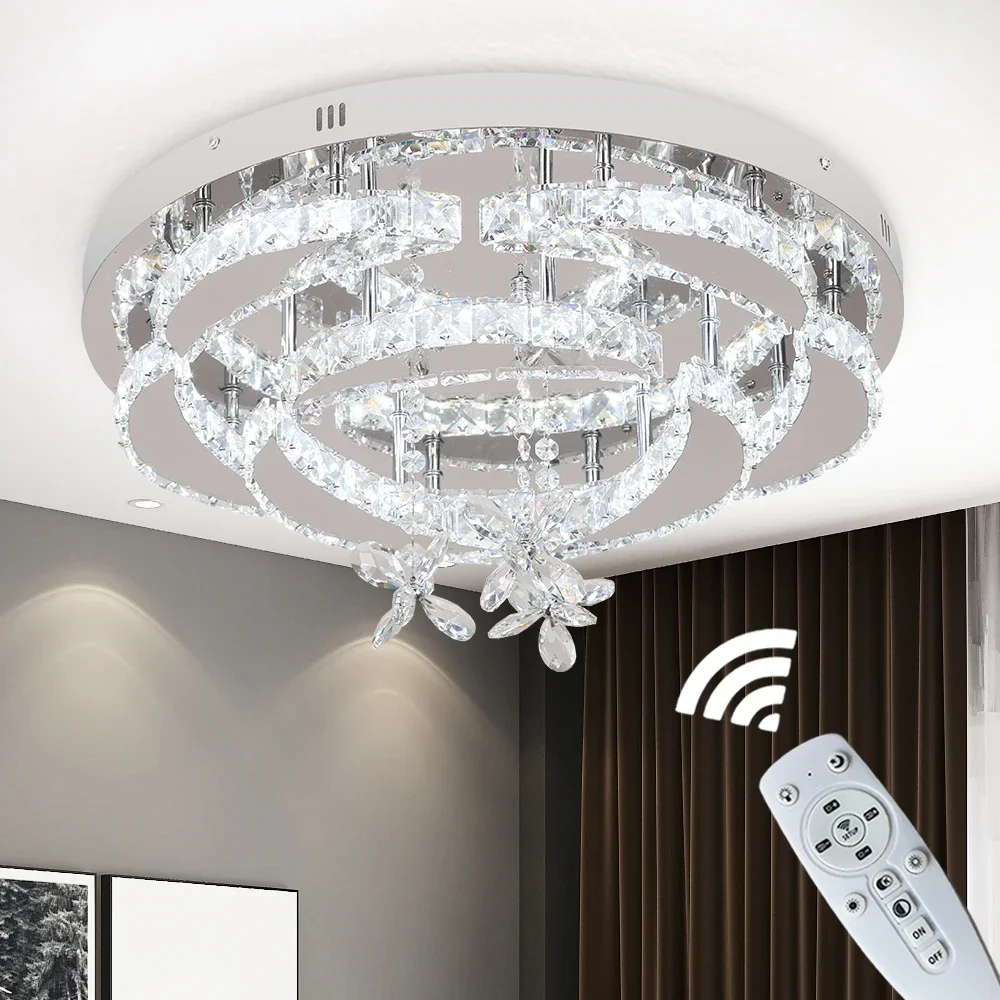 

Modern Chandelier Ceiling Lamp K9 Luxury Crystal Led Living Dining Room Decor Pendant Light RC Dimmable Luminaire Home Fixture